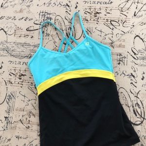 Built in bra tank with cross cross back